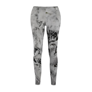 Black & White Frost Print Leggings | Abstract Ice Crystal Pattern, All-Over Print