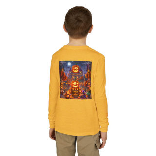 Jack-O'-Lantern Halloween Street Scene Long Sleeve Kids Tee 39