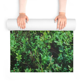 Dog in the Forest Foam Yoga Mat | Dog Resting Among Lingonberry Bushes 4