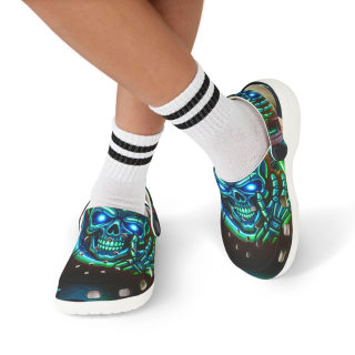 Neon Skull Pattern Kid's Clogs 15