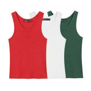 Summer Sleeveless Round Neck Ribbed Top
