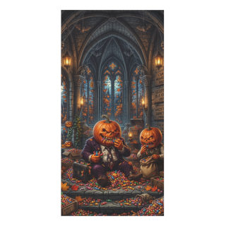 Pumpkin-Head Characters Towel | Halloween Cathedral Scene, Candy Pile 2