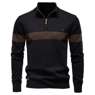 Men's Half-Zip Stand-Up Collar Sweater | Color Block