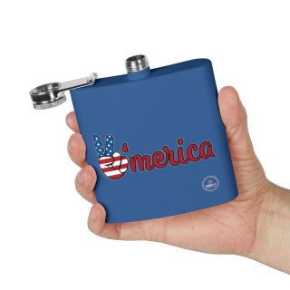 'Merica Peace Sign flag design flask, 6oz stainless steel 34