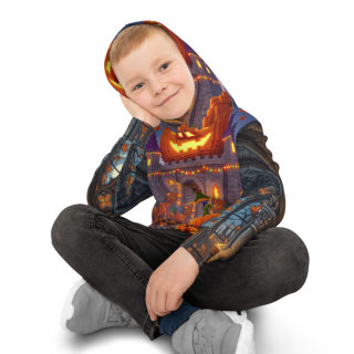 Jack-o'-Lantern Haunted Castle Kids Hoodie 10