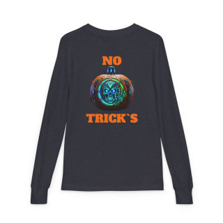 Skull Pumpkin 'No Tricks' Long Sleeve Kids Tee 20
