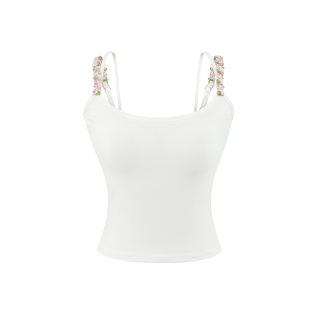 Flower Pad Knit Strap Top | Women's Slim Fit Streetwear 4