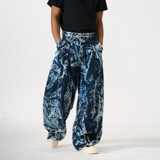 Tie-Dye Bamboo Texture Denim Pants 3