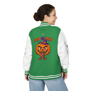 Trick or Treat Jack-o'-Lantern Letterman Jacket | Halloween Varsity Jacket 45