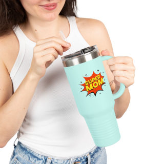 Super Mom comic burst insulated travel mug 38