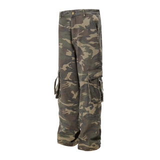 Unisex Retro Camouflage Multi-Pocket Denim Work Pants 2