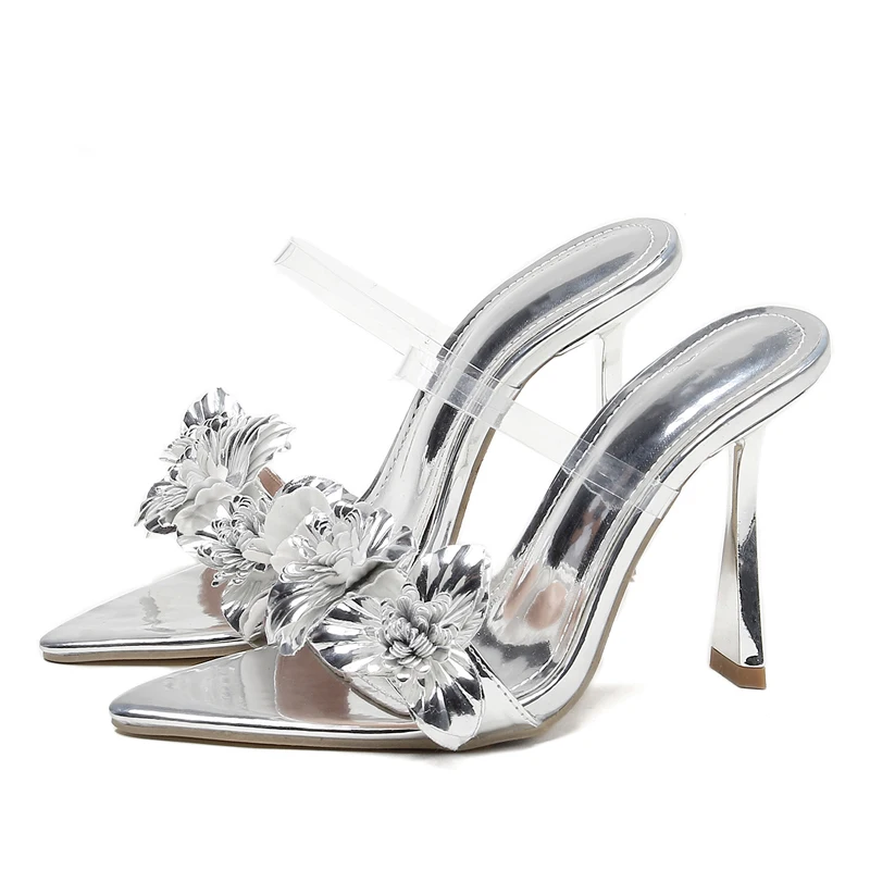 Women's Clear PVC Heeled Mules | Summer Party Slides 5