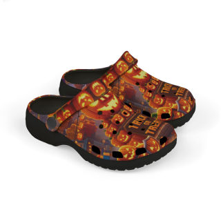 Trick or Treat Pumpkin Pattern Kid's Clogs 4