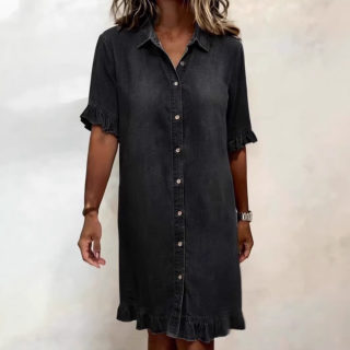 Loose Shirt-Style Denim Dress 3