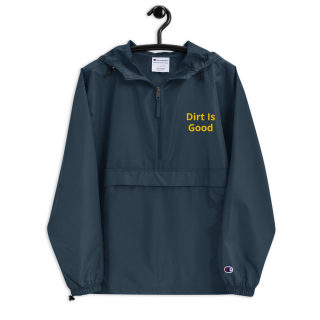 Embroidered Champion Packable Navy Jacket "Dirt Is Good" 2