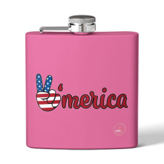 'Merica Peace Sign flag design flask, 6oz stainless steel 10