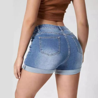 High-Waist Slimming Denim Shorts for Women | Straight-Leg Casual with Hole Design 2