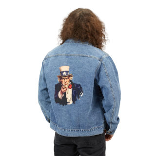 Uncle Sam Pointing Men's Denim Jacket | Patriotic Vintage USA Back Patch