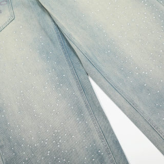 Washed Denim Pants | Printed Straight Fit Mid-Waist Jeans 4