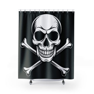 Skull and Crossbones Shower Curtain | Pirate Skull Bathroom Decor 2