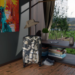 Car Camshaft Print Suitcase | Travel Luggage with Engine Part Motif 13
