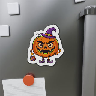 Witch Hat Pumpkin Die Cut Magnet | Halloween Jack-o'-Lantern Sticker Magnet 6