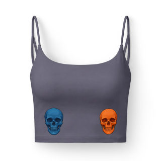 Blue and Orange Skulls Comfort Is The Enemy Bra | Crop Top Fitness