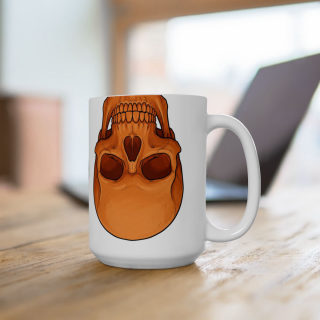 Blue and Orange Skull Pattern Mug | Ceramic Coffee Mug 10