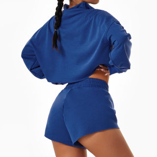 Loose-Fit Stand-Collar Zip Sports Sweater