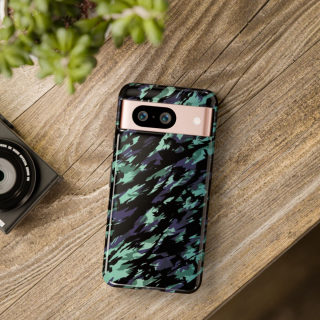 Teal Black Abstract Camo Phone Case 194