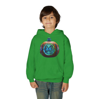 Glowing Cyber Pumpkin Kids Hoodie 24