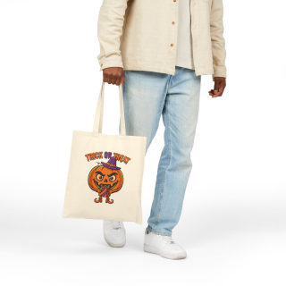 Jack-o'-Lantern Witch Pumpkin Tote Bag | Halloween Trick or Treat Canvas Tote