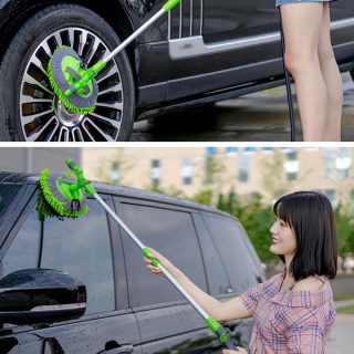 2-in-1 Car Wash Mop Mitt with Long Handle | Chenille Microfiber Extension Brush, 75-112cm 2