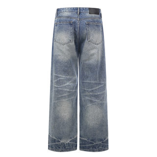Stone-Washed Distressed Denim Pants | Straight Fit 2