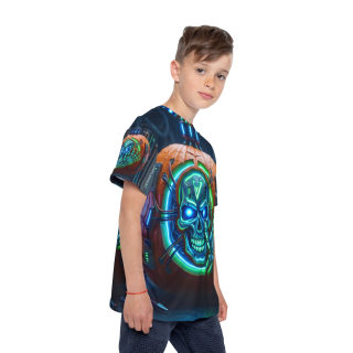Neon Cyber Skull Pumpkin Kids Jersey 9