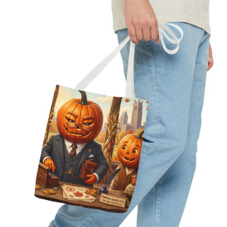 Pumpkin Head Businessmen Tote Bag | Halloween Pumpkin City Illustration 37
