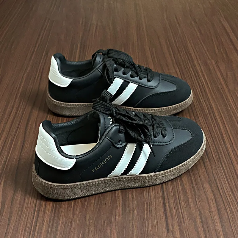 Side Striped Lace-Up Round Toe Sneakers 5