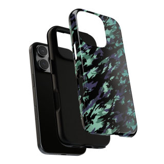Teal Black Abstract Camo Phone Case 154
