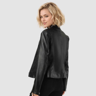 Women's Slim Fit Faux Leather Jacket 2