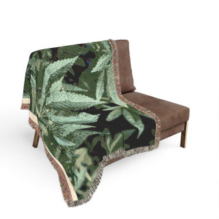 Marijuana Leaf Woven Blanket | Cannabis Plant Throw, Botanical Tapestry 11