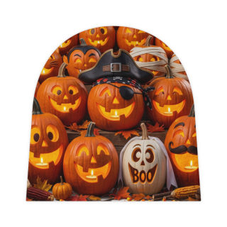 Jack-o'-Lantern Halloween Pumpkin Pattern Baby Beanie 3