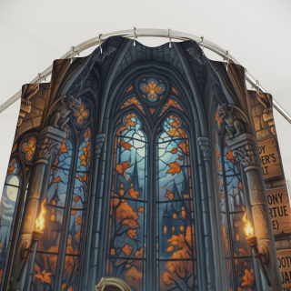 Pumpkin-Head Trick or Treaters Shower Curtain | Halloween Spooky Chapel 3