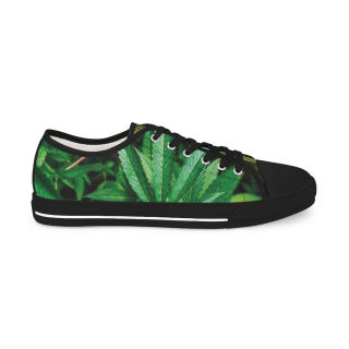 Green Succulent Print Men's Low-Top Sneakers | Aloe Plant Pattern 10