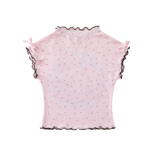 Cartoon Graffiti Mesh T-Shirt | Color-Block Plaid Ruffle Bodysuit 2