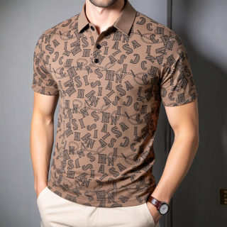 Trendy Letter Print Short Sleeve Polo Shirt | Large Size Casual