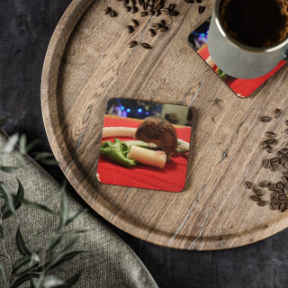 Mouse Eating Cheese Coaster | Round Cork-Backed Drink Coaster, Cute Rodent Photo 3