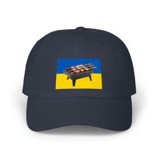 Grill Skewers on Blue Yellow Flag Dad Cap | BBQ Ukraine Baseball Hat 7