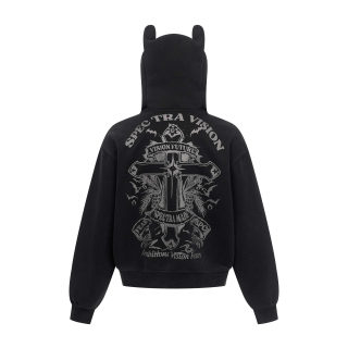 Vintage Distressed Cross Letter Print Zip-Up Hoodie | Unisex Streetwear 2