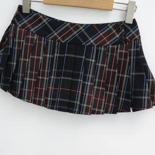 Split Pleated Half Skirt | Plaid Pattern 4