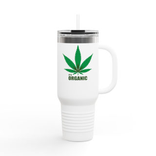 Organic cannabis leaf travel mug, 40oz insulated tumbler 10